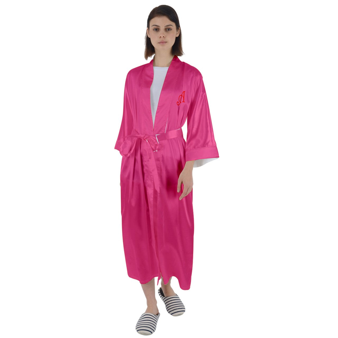 Hot Pink Maxi Satin Robe