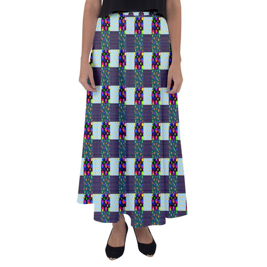 Quilted Rainbow Flared Maxi Skirt