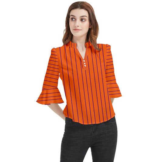 Angel's Stripes Horn Sleeve Blouse
