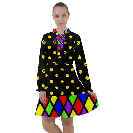 Twisted Smiley dark All Frills Chiffon Dress