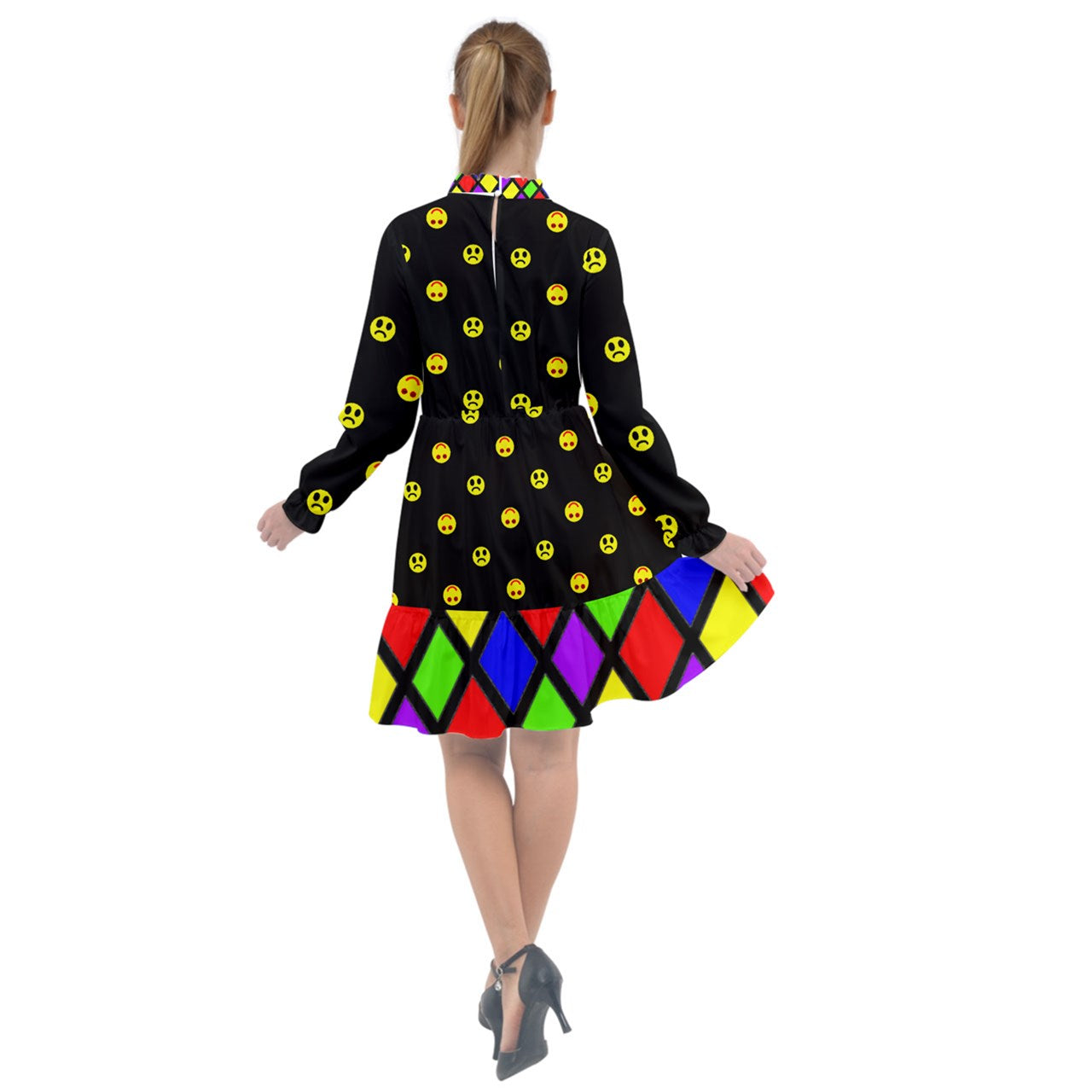Twisted Smiley dark All Frills Chiffon Dress