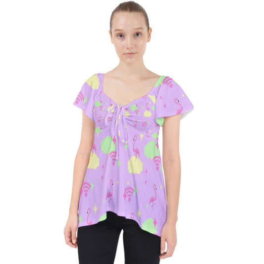 'Flamingo Sky Lace Front Dolly Top