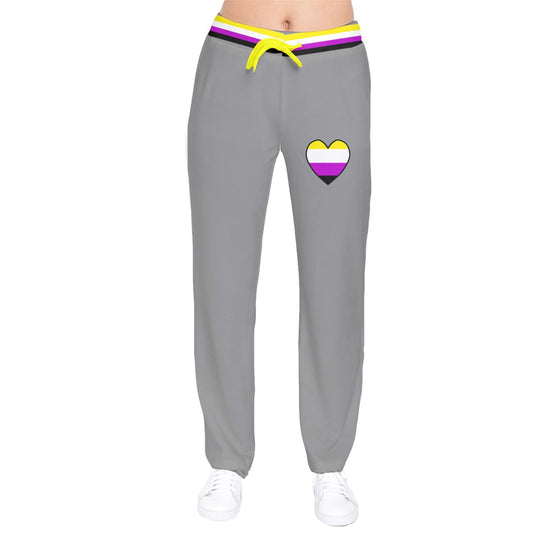 DL Enby Flag Heart Velvet Sweat Pants