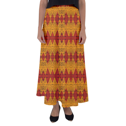 Red Knight Spots Flared Maxi Skirt