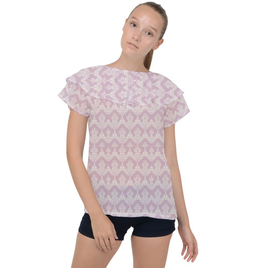 Blushing Beauty Ruffle Collar Chiffon Blouse