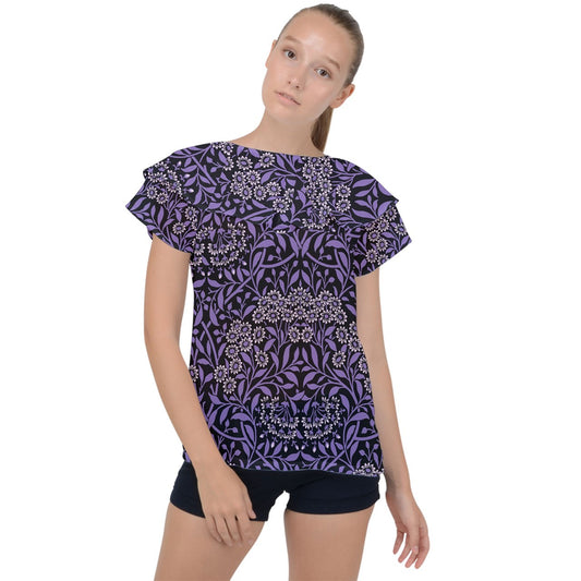 Moonlight Bloom Ruffle Collar Chiffon Blouse
