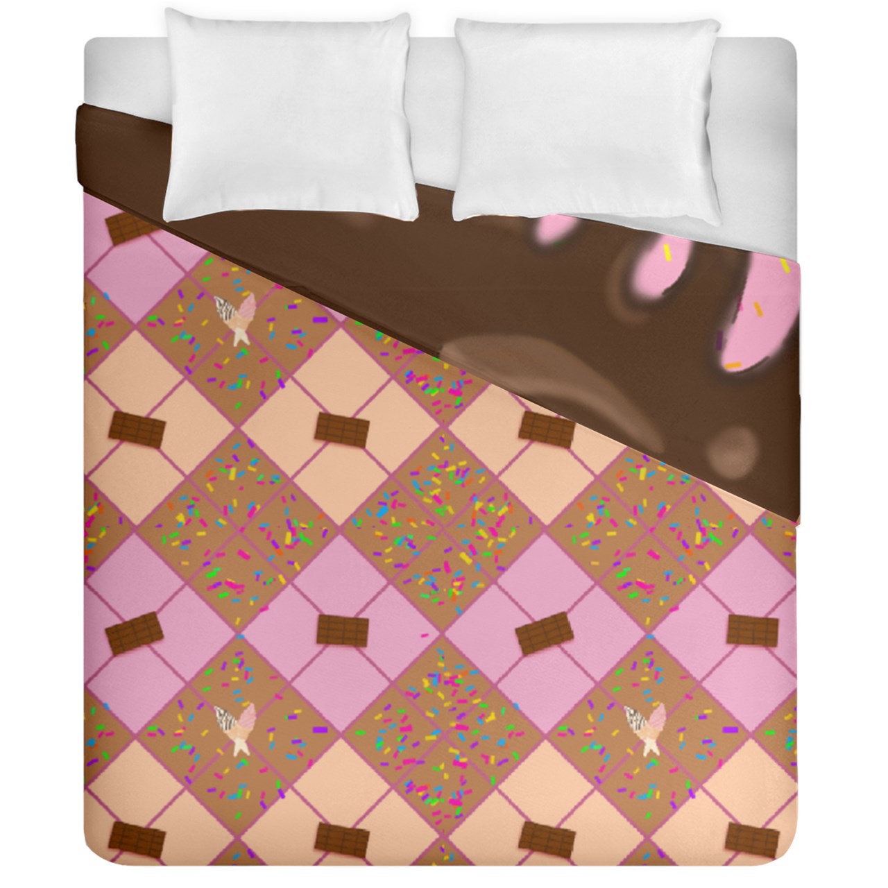 Sweet Sprinkled Argyle  Duvet Cover Double Side (California King Size)