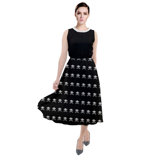 Simple Skulls Round Neck Boho Dress