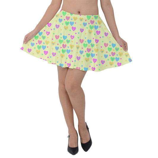 Soft Hearts Velvet Skater Skirt