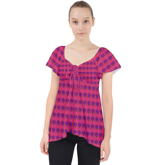Fuchia Lace Tile Lace Front Dolly Top