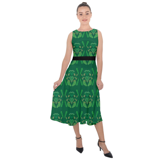 Queen Anne's Lace Black Belt Tie-Back Chiffon Dress