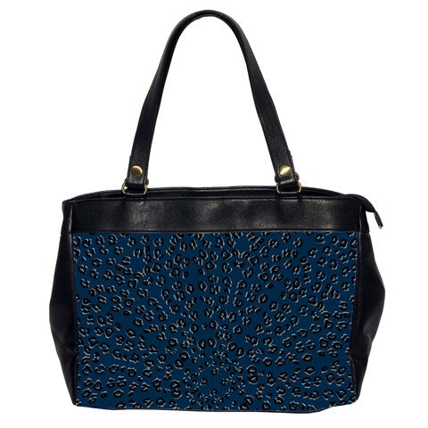 navy cheetah Oversize Office Handbag (2 Sides)