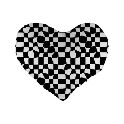 wonky checkers Standard 16" Premium Flano Heart Shape Cushion
