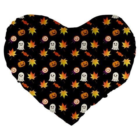 Jack-O Sweet Leaf Large 19" Premium Flano Heart Shape Cushion