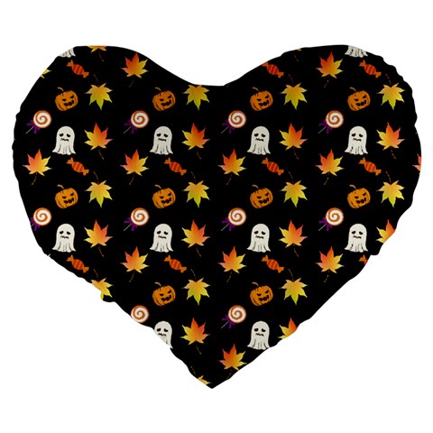 Jack-O Sweet Leaf Large 19" Premium Flano Heart Shape Cushion
