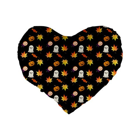 Jack-O Sweet Leaf 16" Premium Flano Heart Shape Cushion