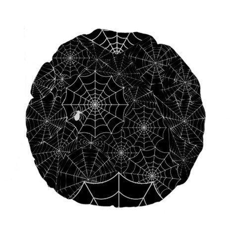 Black Web Standard 15" Premium Flano Round Cushion