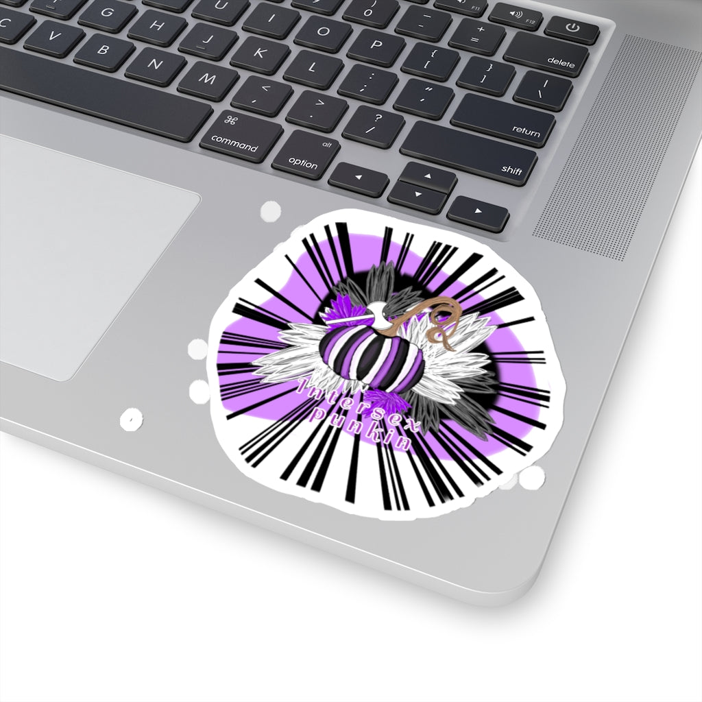 intersex flag pumpkin Kiss-Cut Stickers