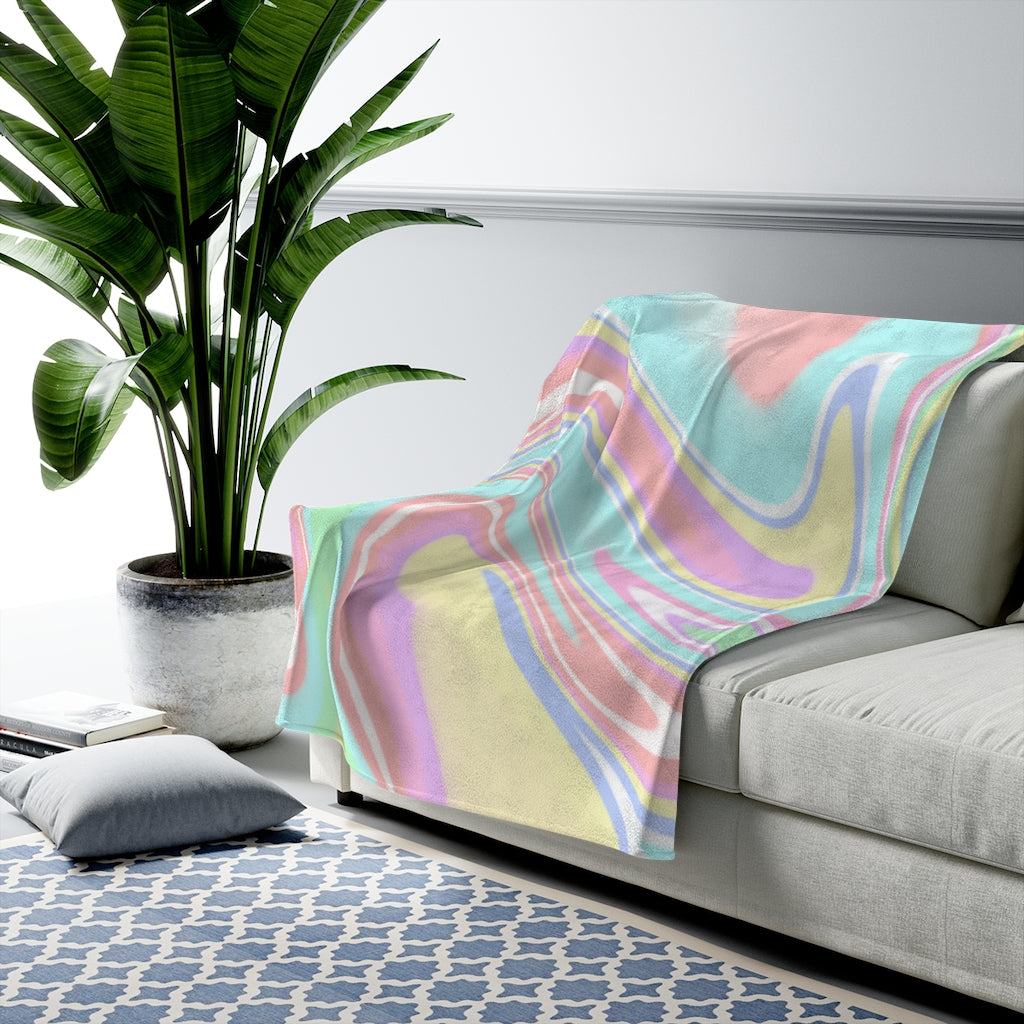 pastel rainbow Velveteen Plush Blanket