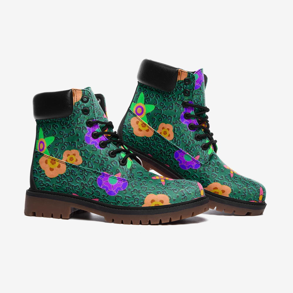 Cheeta Flower Casual Leather Lightweight boots TB