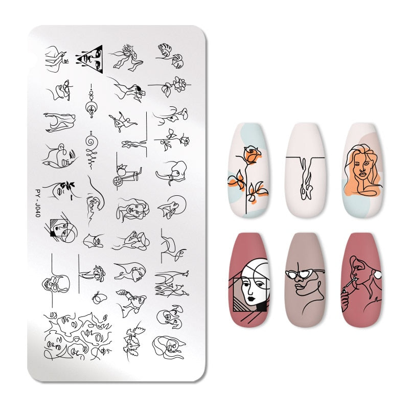 Nail Stamping Plates Line Art Stainless Steel
