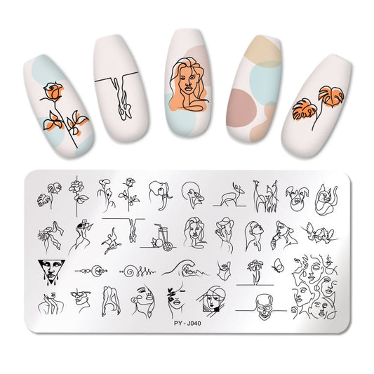 Nail Stamping Plates Line Art Stainless Steel