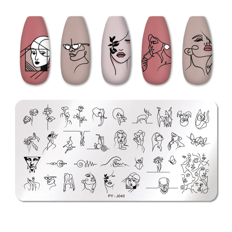 Nail Stamping Plates Line Art Stainless Steel