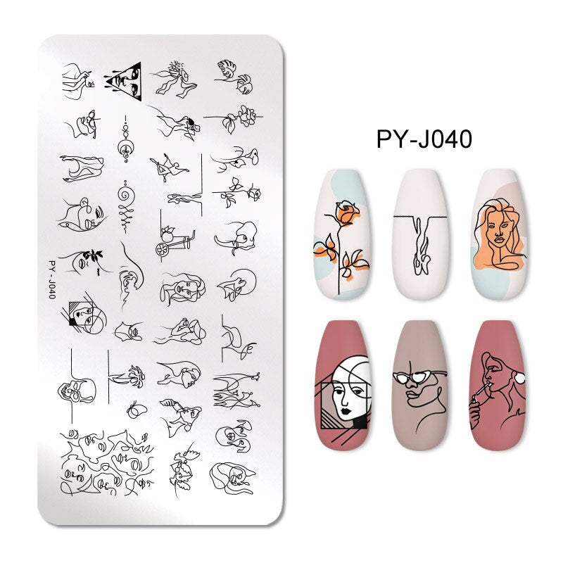 Nail Stamping Plates Line Art Stainless Steel