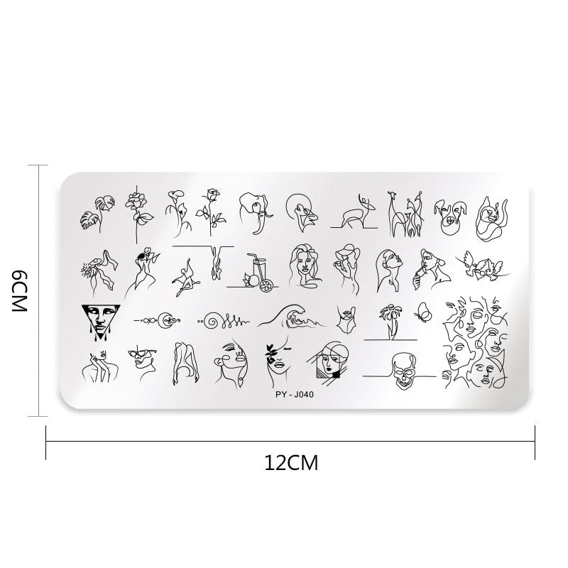 Nail Stamping Plates Line Art Stainless Steel