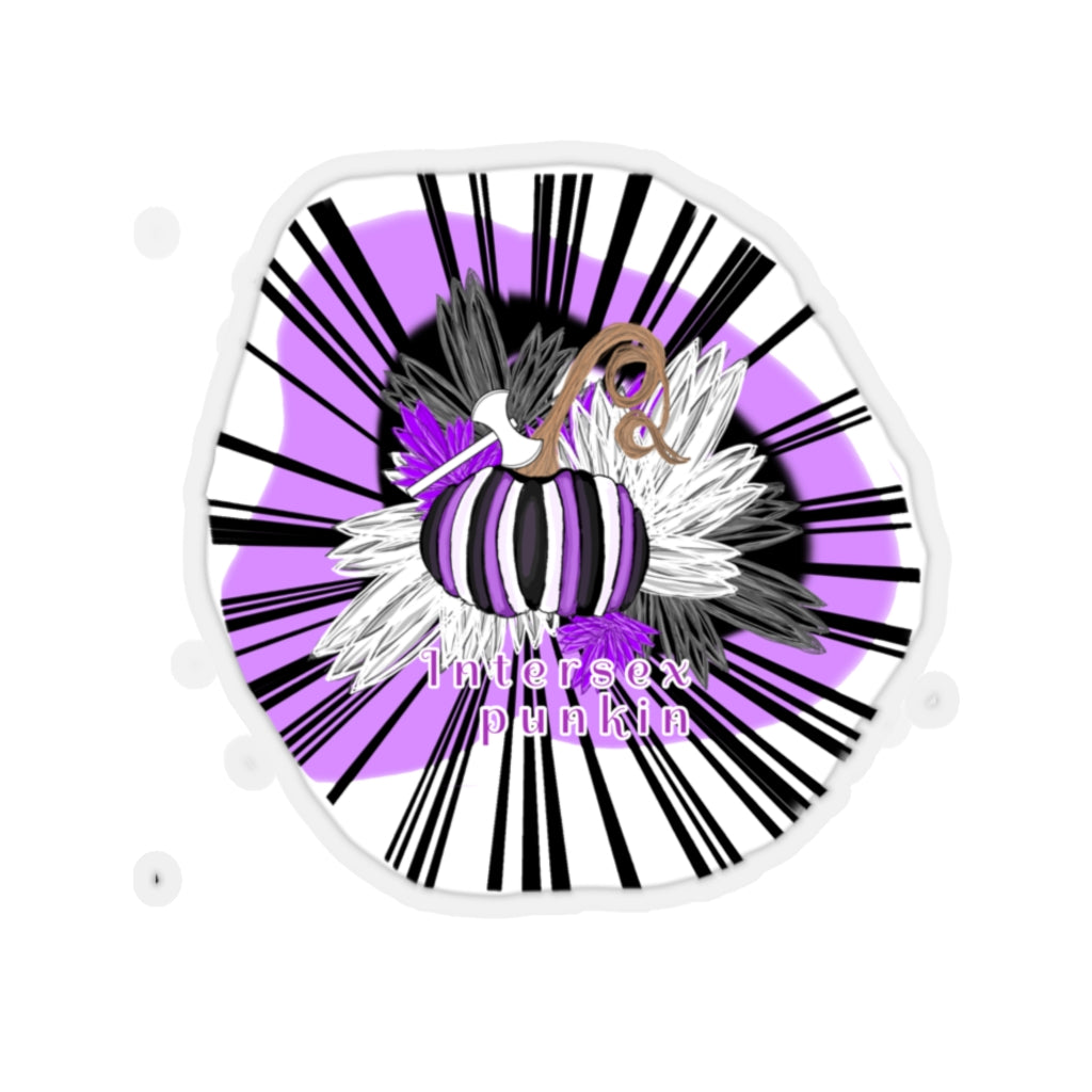 intersex flag pumpkin Kiss-Cut Stickers