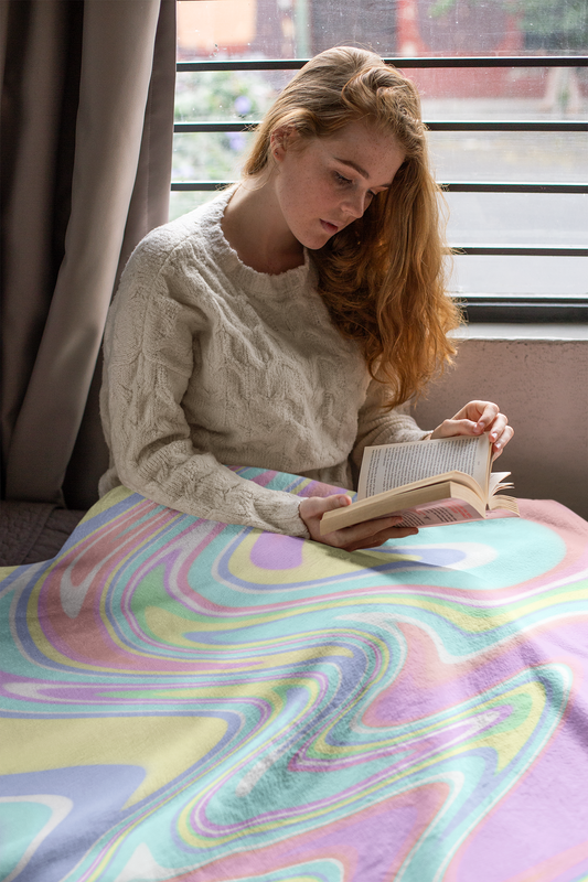 pastel rainbow Velveteen Plush Blanket