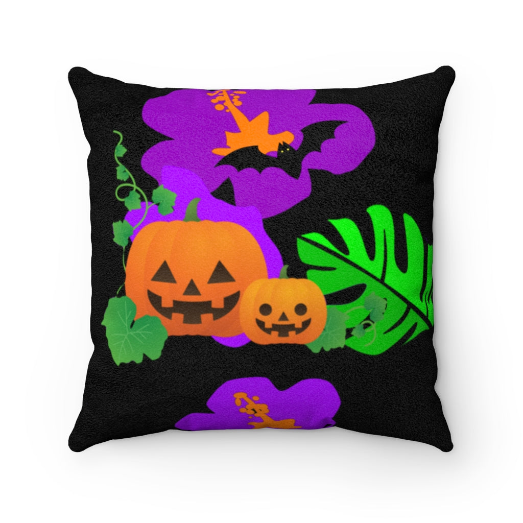 Tropical Jack-O Faux Suede Square Pillow