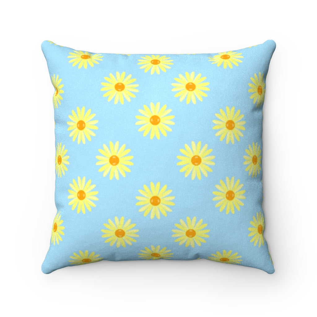 sky sunshine flower Faux Suede Square Pillow